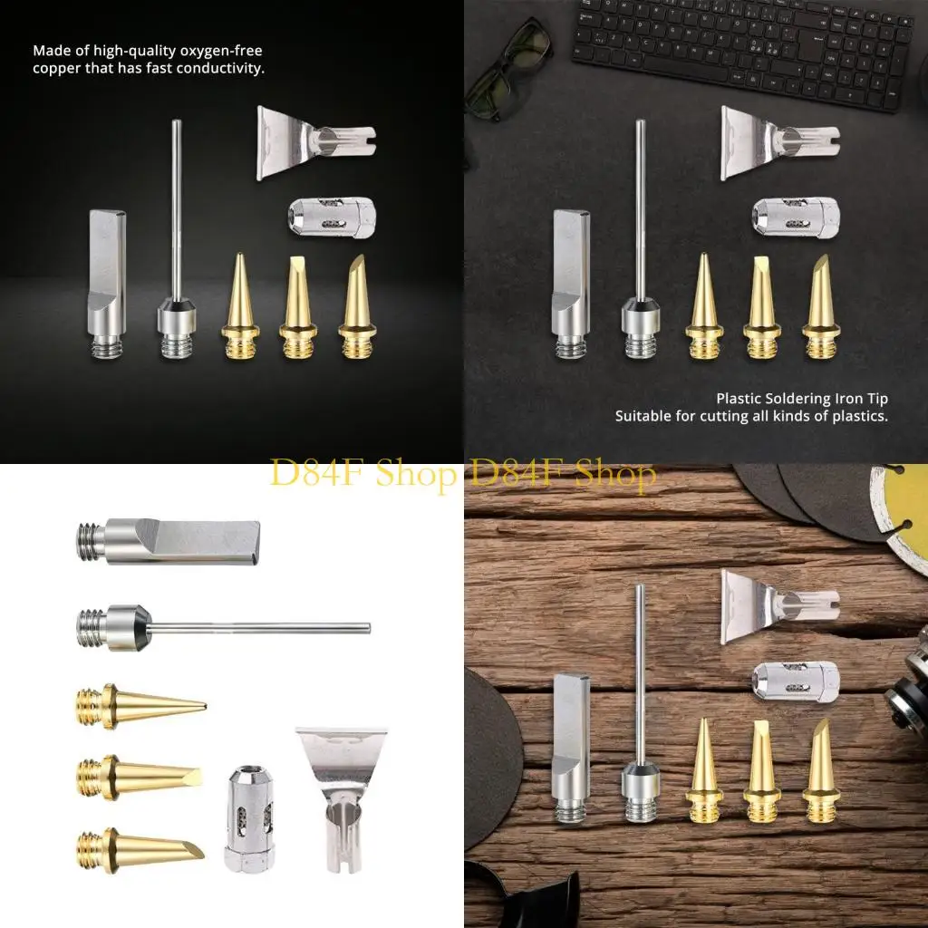 D84F 7 Piece Butanes Gas Soldering Iron Tips Set Portable Design for Outdoor Wireless Welding Torch Pen Tools Replacement