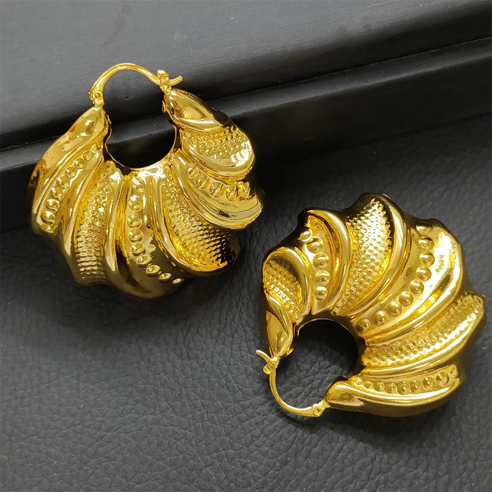 

Jewelry4you African Gold Women's Earrings Irregular Big Earrings Dubai Gold Plated Earrings Party Banquet Jewelry