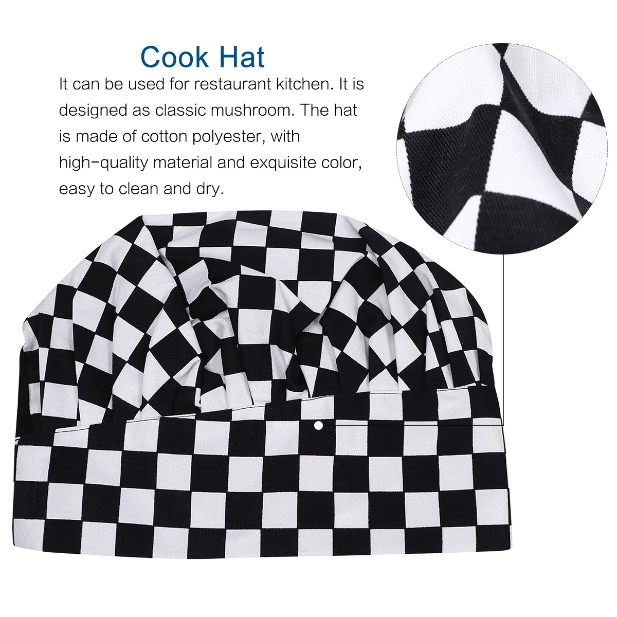 1 pezzo di cappello dal design classico in cotone poliestere, comodo e facile da pulire per la cucina del ristorante