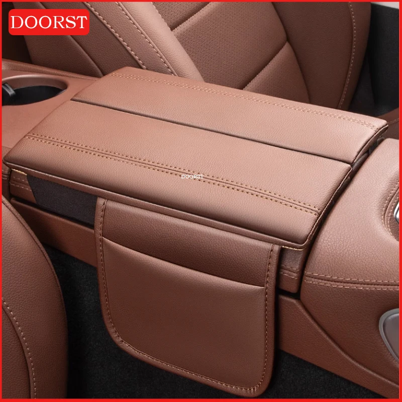 

Center Console Armrest Box Cover Pad Decoration For Mercedes Benz GLE GLS Class W167 X167 Leather Anti-Scratch Armrest Cushio