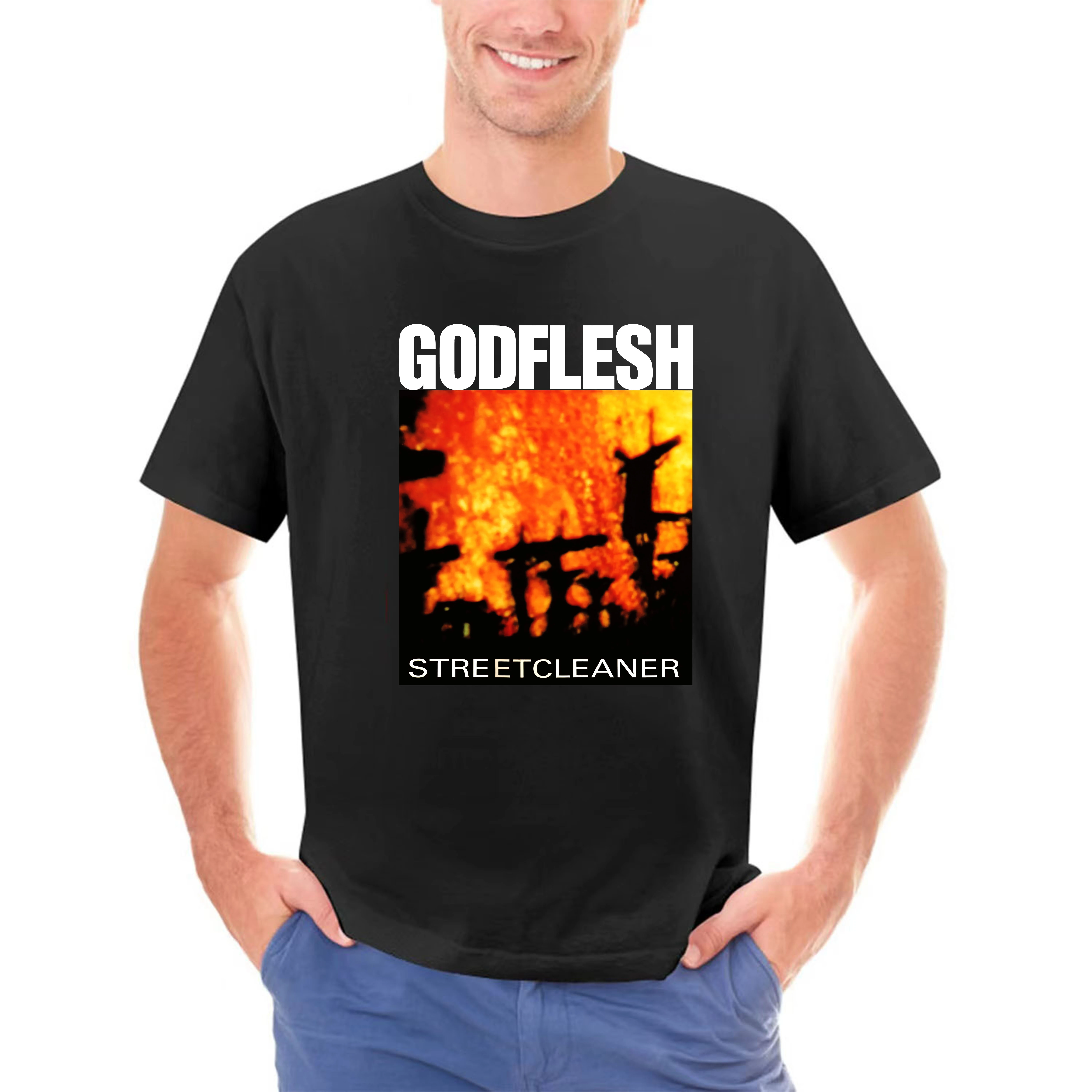 Military T Shirts Men'S Short Sleeve Summer O-Neck Godflesh - Streetcleaner Tee Shirt