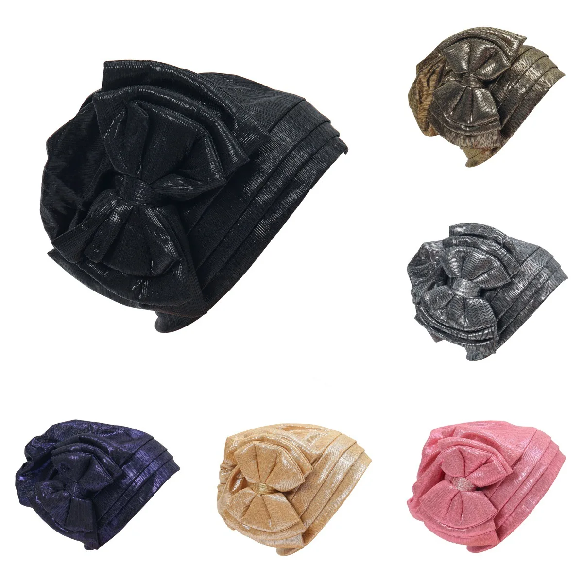 

New Glitter Turban Indian Hat Women Chemo Cap Muslim Hijab Bonnet Beanies Hair Loss Headscarf Head Wrap Bowknot Turbante Mujer