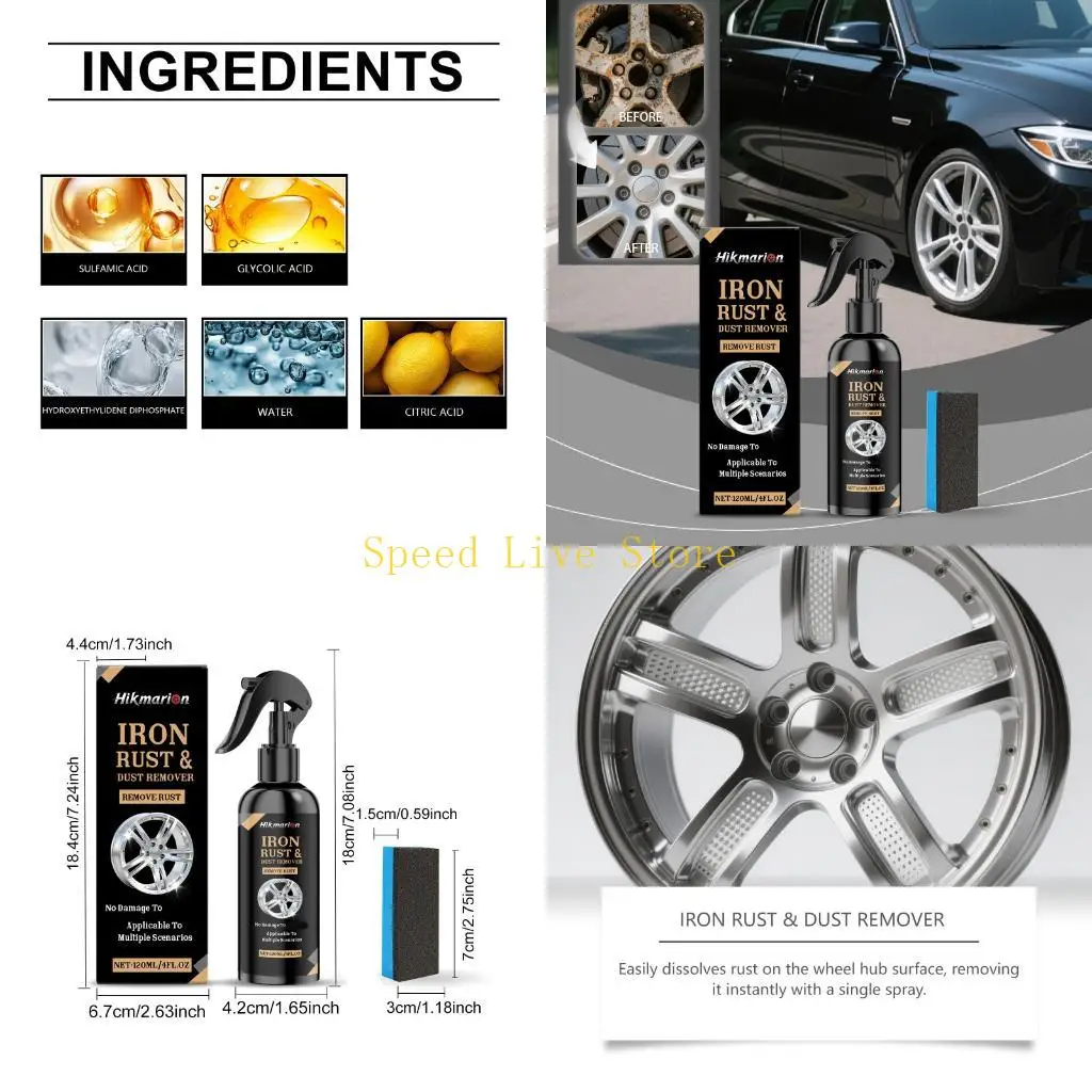 547C Automotive Wheel Cleaner Sprayer for Rust and Iron Dust 120Ml 4 Fl.Oz