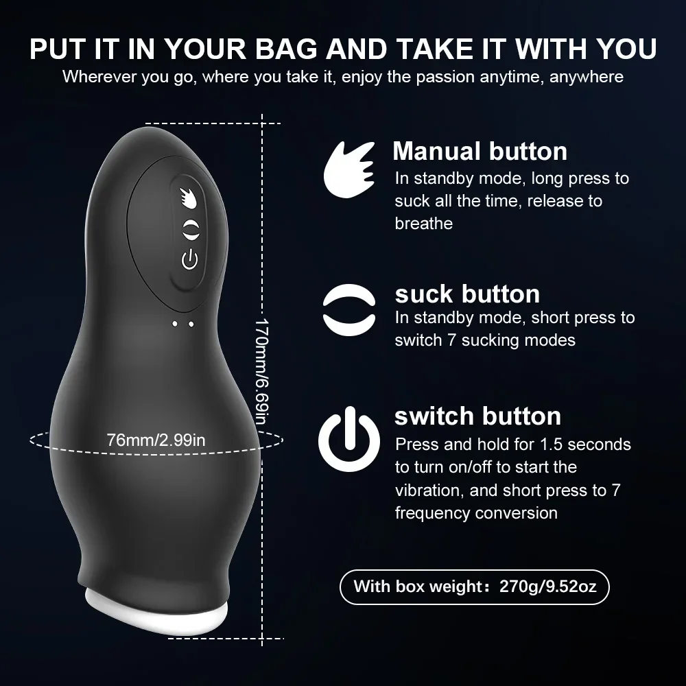 Automatic Male Masturbator Vibration Blowjob Sucking Male Machine Oral Vaginal Penis Vibrator Sex Toy for Men Masturbation Cup