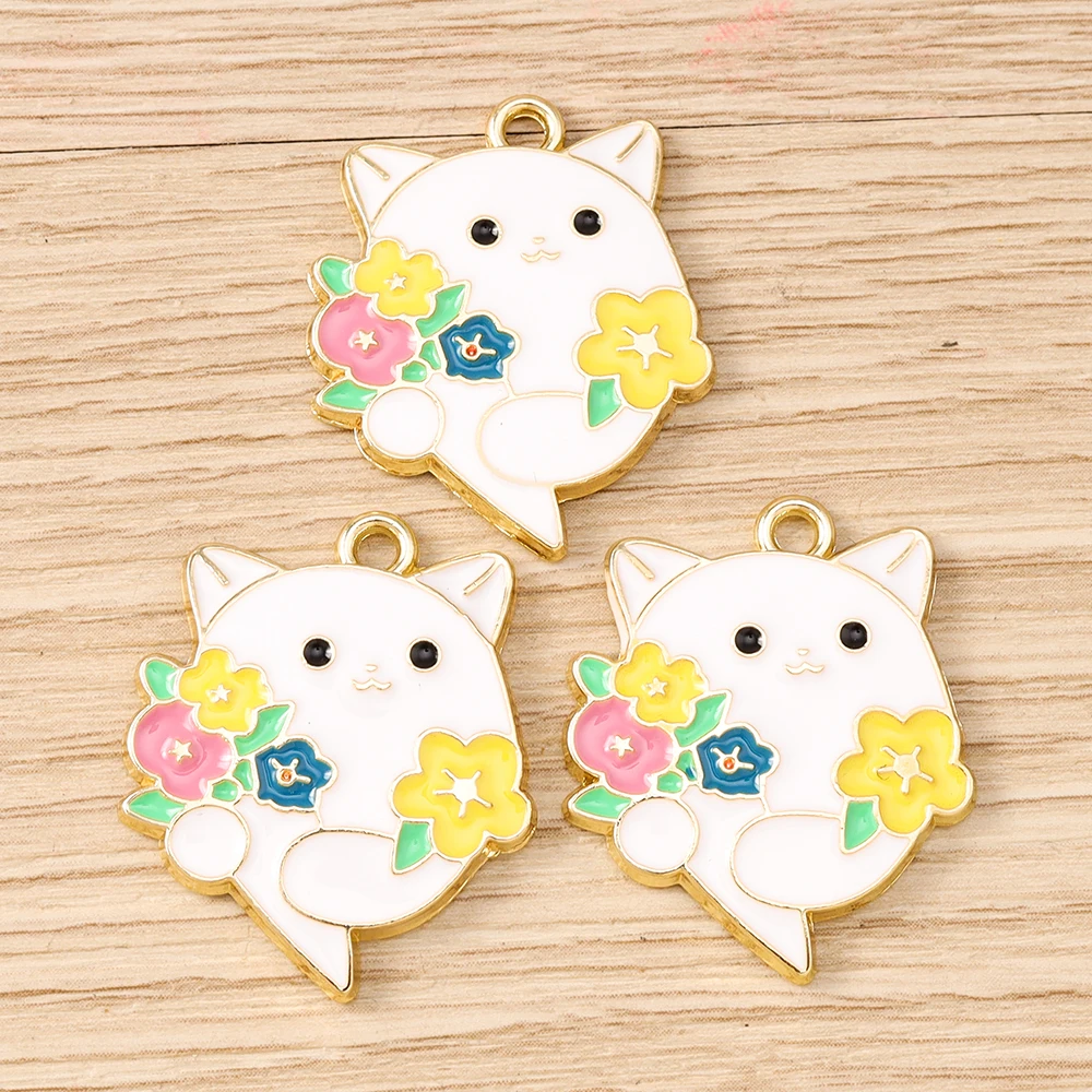 Tusember لطيف المينا الأزهار القط سحر زهرة القطط قلادة صالح القلائد DIY اليدوية تصميم الأزياء مستلزمات العثور على المجوهرات #6