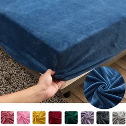 Lenzuolo con angoli in tessuto di velluto elasticizzato solido copriletto elastico morbido coprimaterasso copribiancheria da letto lenzuolo con angoli inverno tenere al caldo