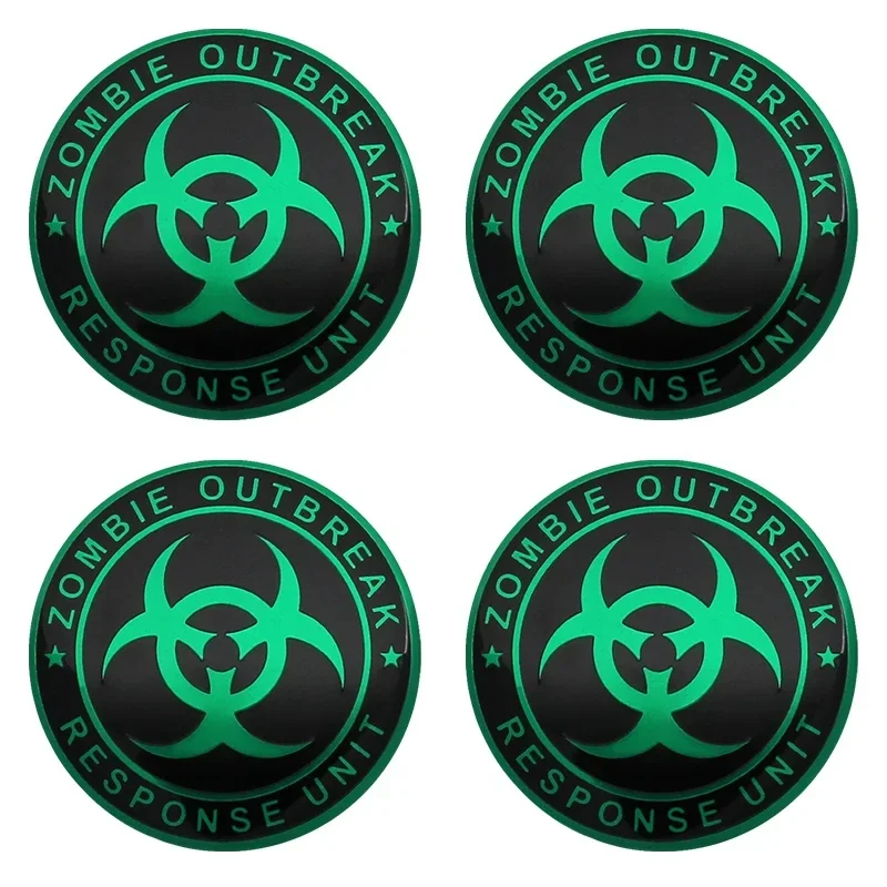 4Pcs 56mm Zombie Outbreak Emblem Car Wheel Center Hub Cap Stickers Rim Cover Badge For BMW Chevrolet Dodge Ford Honda Hyundai