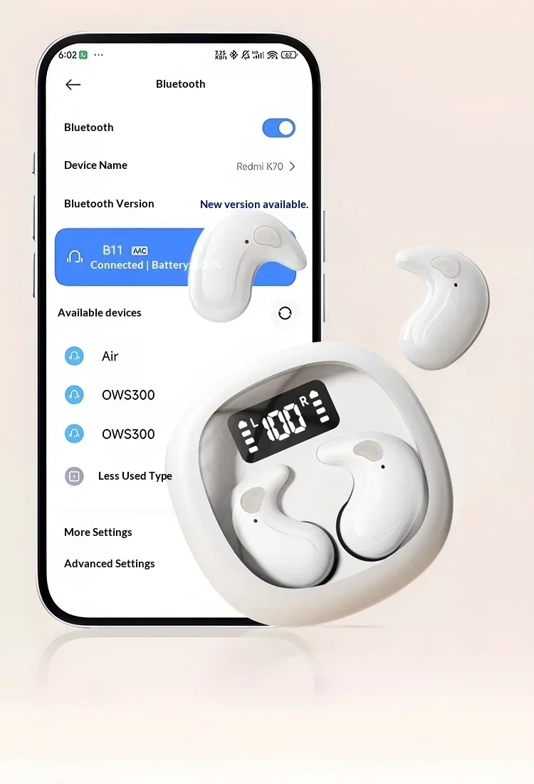 Wireless Bluetooth Earbuds In-ear Headphones With Digital Display_voghion.com