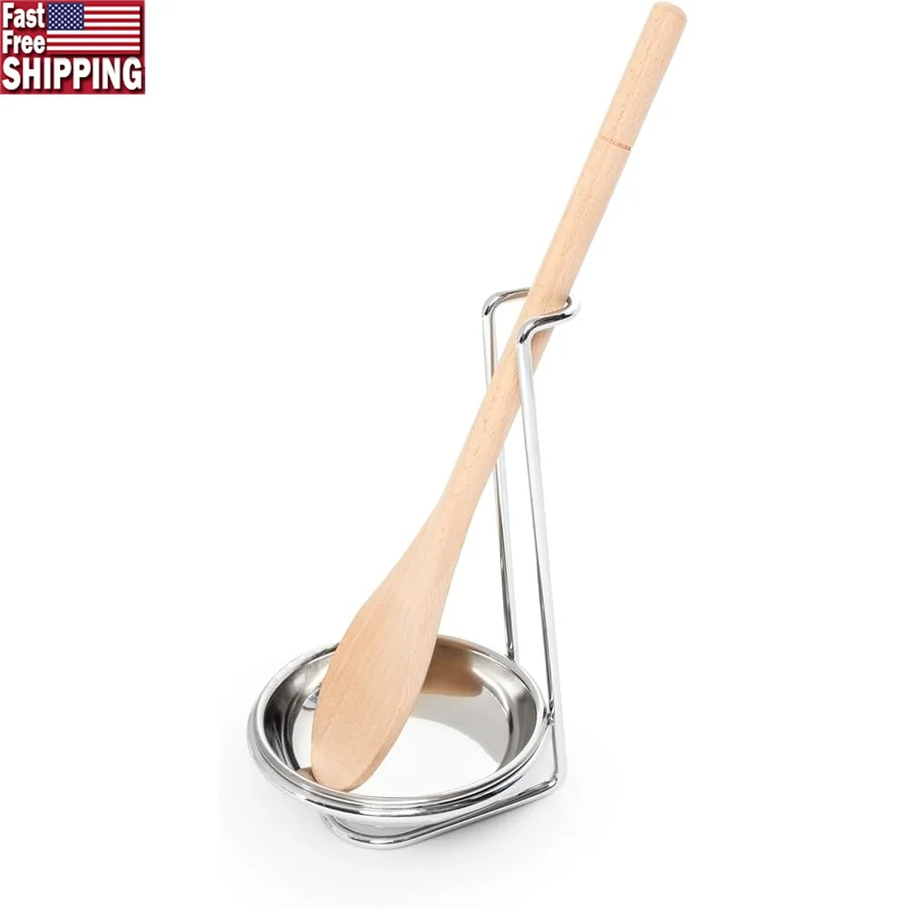 

Stainless Steel Vertical Spoon Holder 7.5 Inch Kitchen Utensil Rest Space-Saving Design Easy to Clean Countertop Organizer