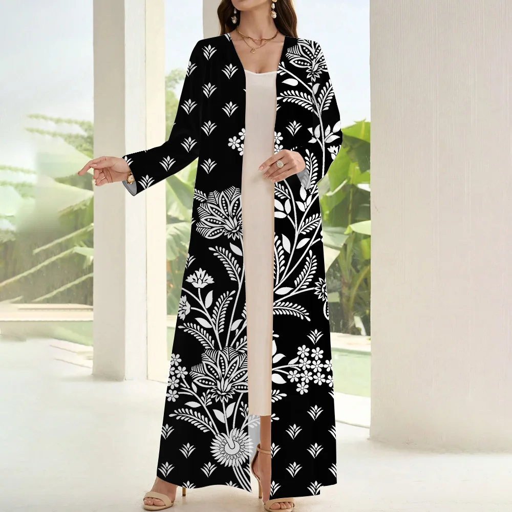 2024 Hot Muslim Femme Printing Abaya Islamic Clothing Ramadan Festival Trumpet Sleeve Abaya Turkey Dubai Luxury Women Abaya