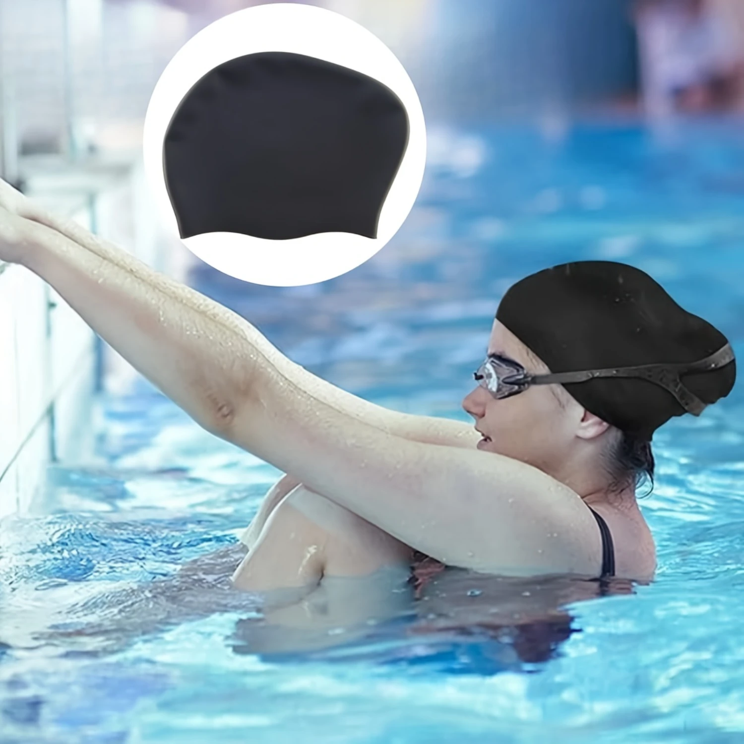 

1pc Silicone Waterproof Swimming Hat, Long Hair & Ear Protection, Suitable for Swim - Amazon Title Expert