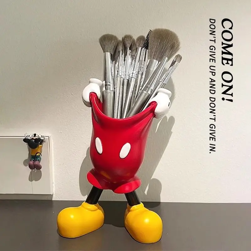 Pantalones de mano creativos, adornos de resina de Mickey, alta estética, estilo Instagram, portalápices de escritorio para oficina, soporte de almacenamiento para brochas de maquillaje