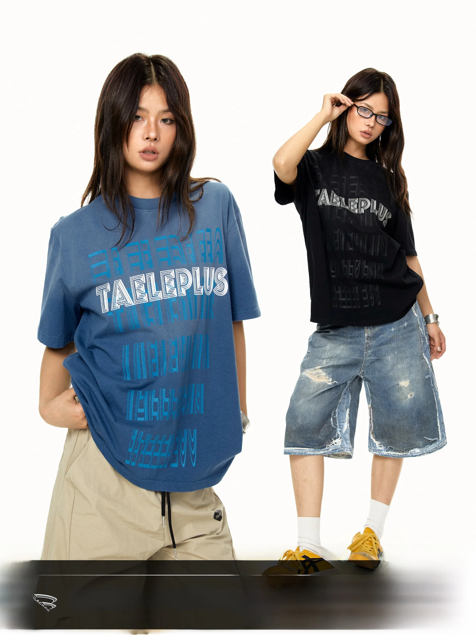 American Style Loose Fit round Neck Short Sleeve T-Shirt Letter Print Slimming Fashionable Couple High-End Feeling Top