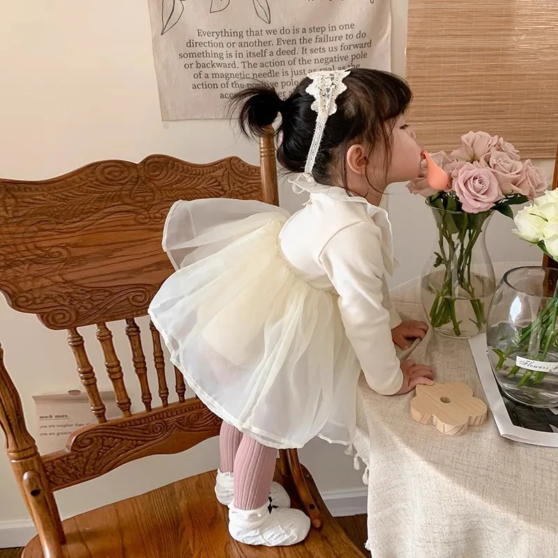 Girls' Dress Spring and Autumn New Korean Version Baby Princess Fashion Solid Color Kids Cute Outwear Skirt