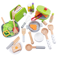 Children's simulation kitchen toys, early education educational toys, wooden simulation pots and pans, food, role-play chef