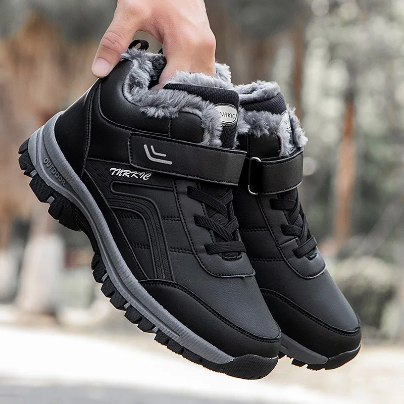 Winter Mens Snow Boots Warm Plus Velvet Men Cotton Shoes Large Size Men Boots Comfortable Man Casual Shoes Non-slip Hiking Boots