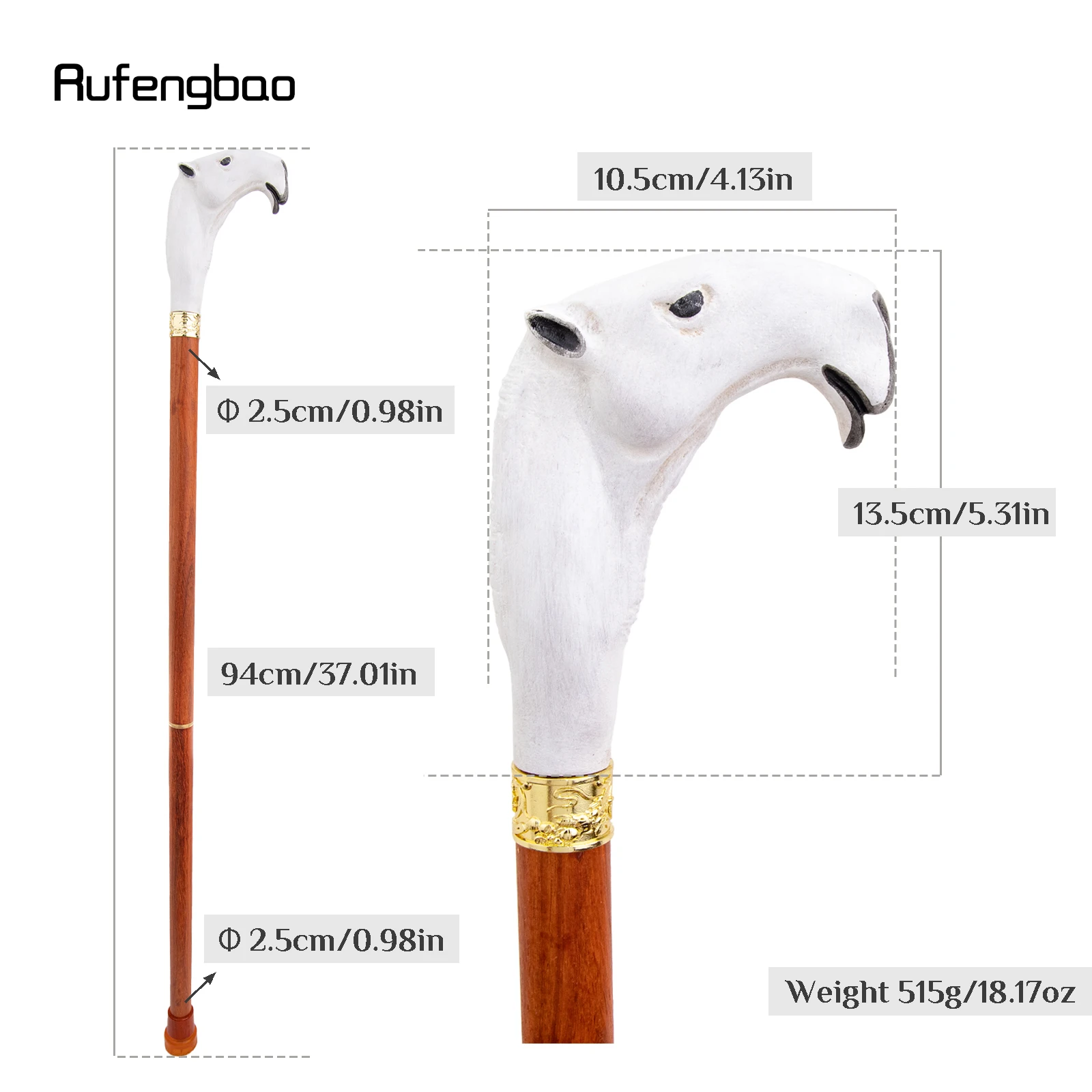 White Red Camel Wooden Fashion Stick Decorative Vampire Cospaly Party Wood Cane Mace Wand Crosier 94cm  Performance Stage Cane