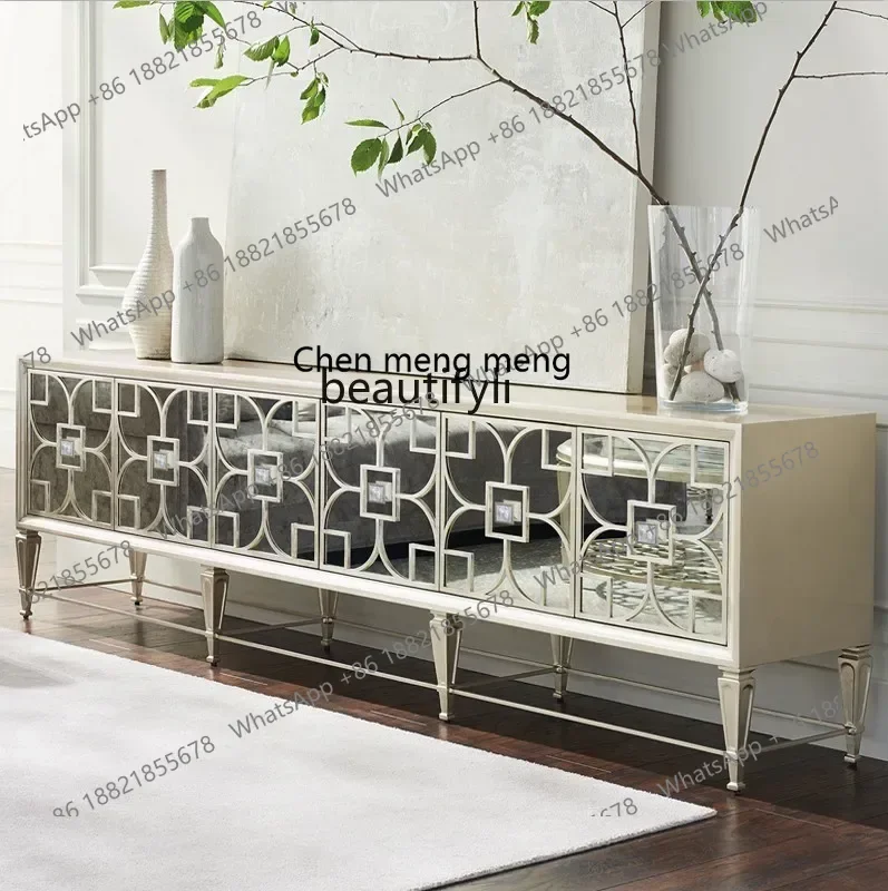 

M178 American light luxury living room solid wood TV cabinet decorative cabinet retro glass cabinet coffee table combination