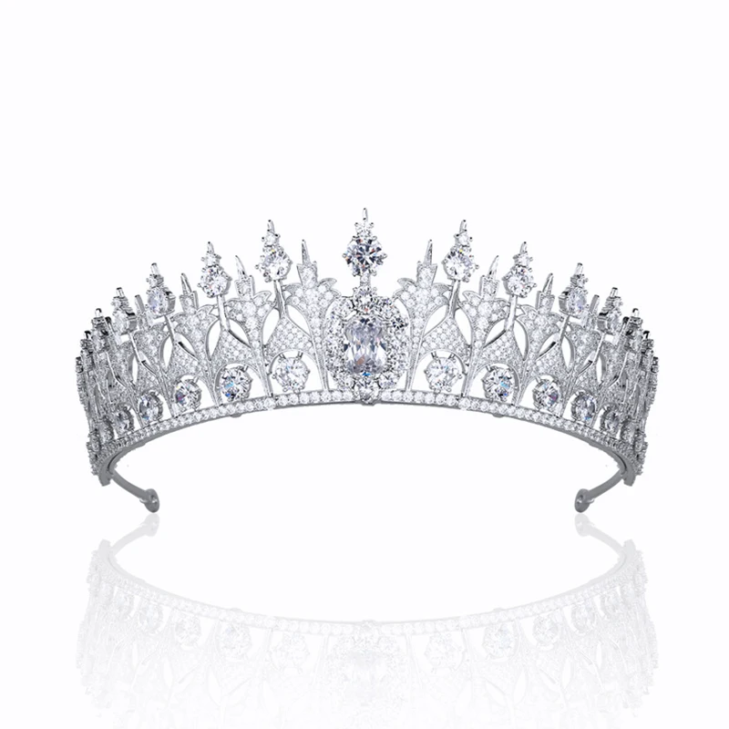 Zirconia Dutch Sapphire Replica Tiara for Wedding,Blue Crystal Queens Tiaras for Women,Royal Hair Accessories