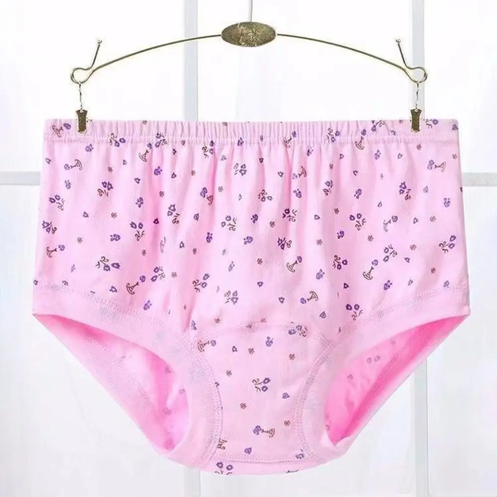 5 個ハイウエストフラワーコットンパンティーパンツ通気性高齢者プラスサイズブリーフランジェリー中年女性下着女性