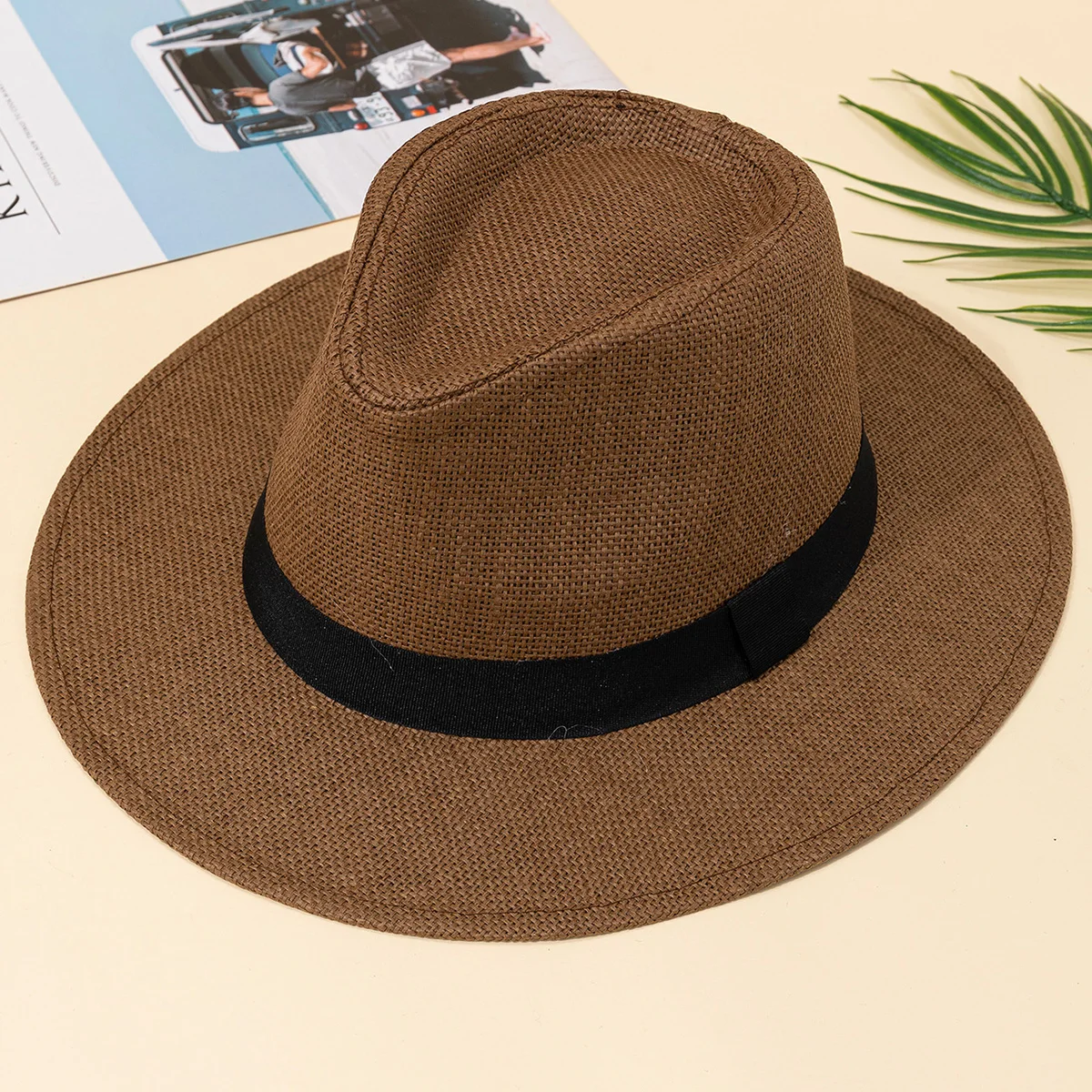 Hat, male, summer vacation, beach hat, English style, wide brimmed sun hat, sun shading hat, Panama straw hat, female