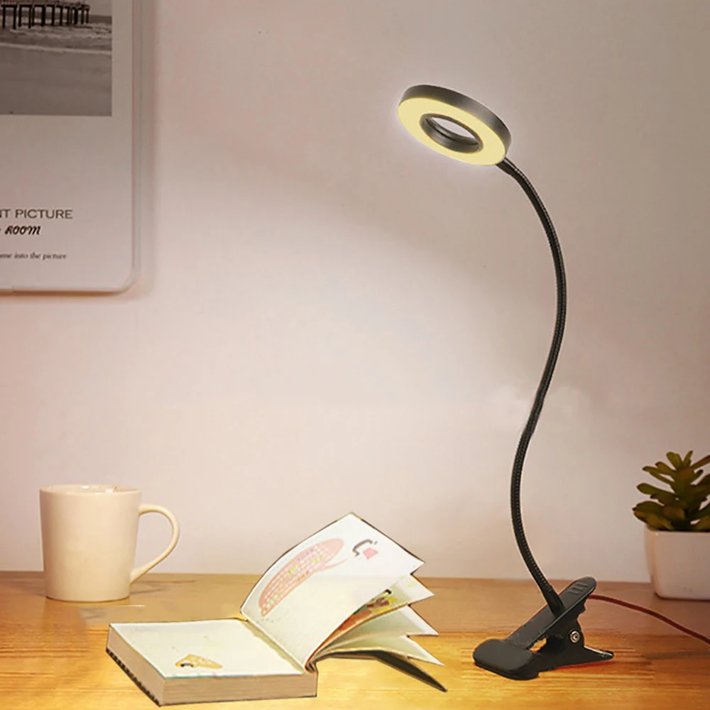 

48 LED USB Book Light Clip Desk Lamp Reading Light with 3 Color Mode 10 Brightness Dimmer 360° Flexible Gooseneck Bed Night Lamp