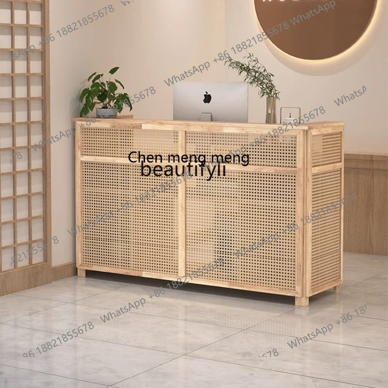182C Japanese-Style Rattan Cashier Desk, Quiet Style Bar, Bed & Breakfast, Japanese and Korean Tea House, Small Reception Desk