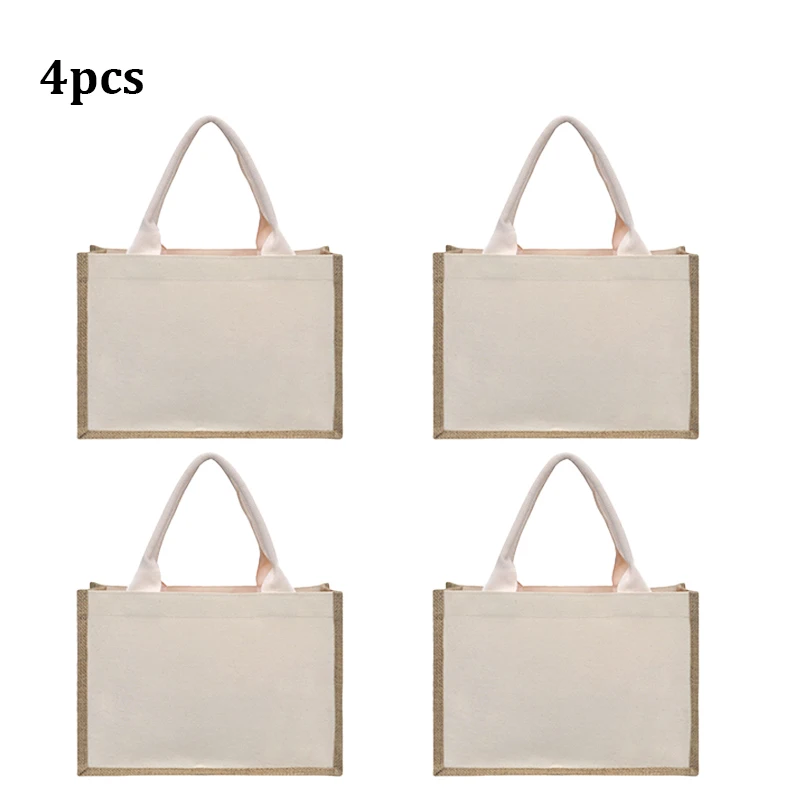 4/6/8PCS Blank DIY canvas Linen Patchwork Women\'s Handbag Waterproof Inside Large Capacity Can be Worn on One Shoulder