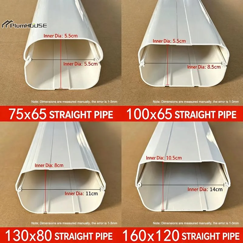 75*65mm Air Cond Lineset Cover System PVC White Coupling End Cap Cover Flat Elbow Easy To Install Wall Entry Mouth Air Cond Pipe