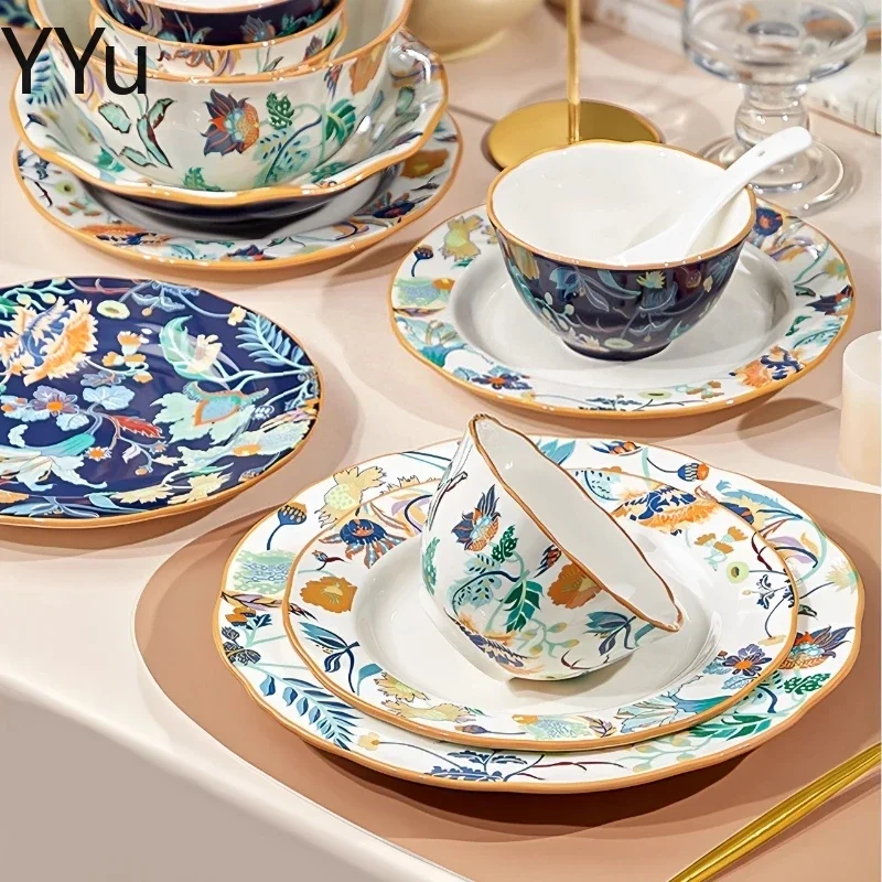 Complete Birthday Dinnerware Design European Style Italian Kitchen Plates Dinner Sets Ceramic Luxury Vajilla Ceramica Dinner Set