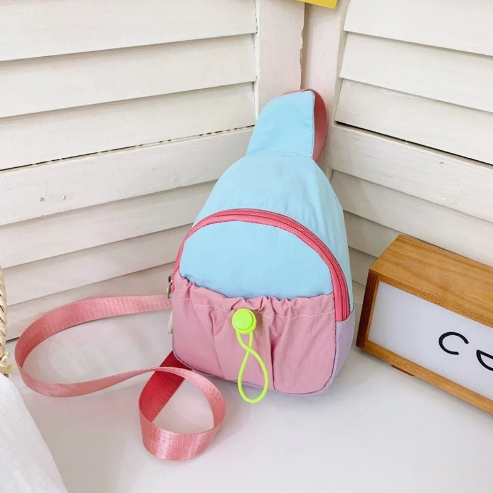 Cute Nylon Kids Chest Bag Stitching Color Lightweight Shoulder Bag Crossbody Bag Outdoor