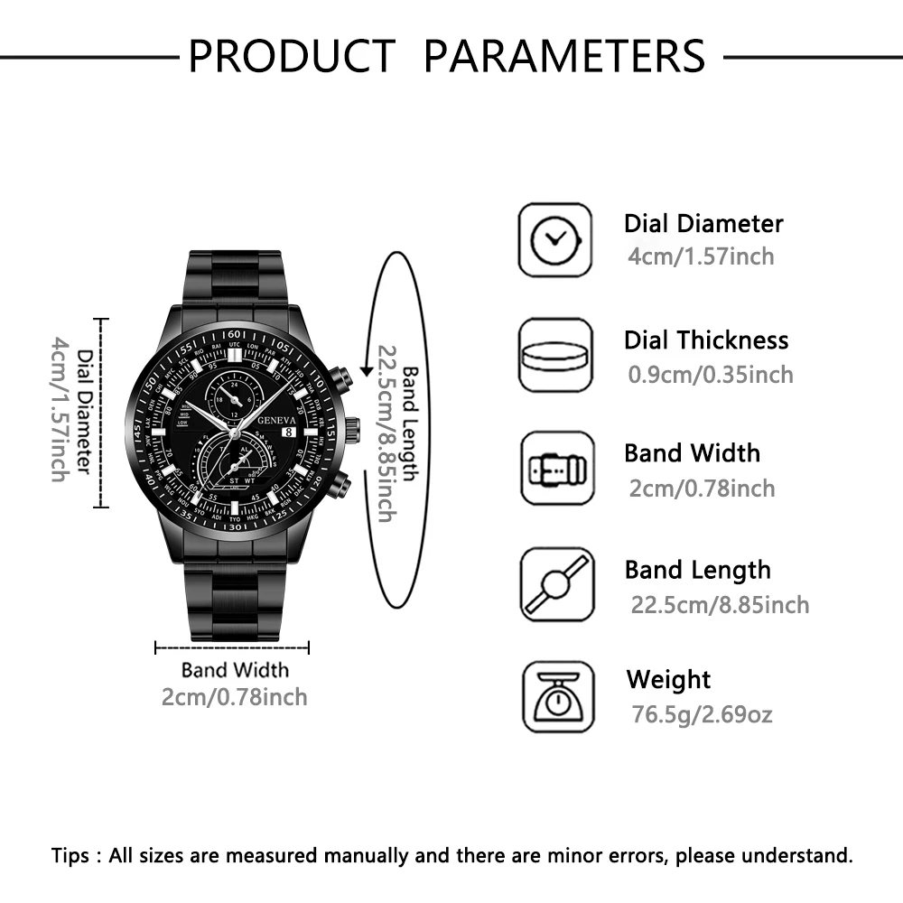 Couple's new handsome and fashionable quartz couple watch fashion suit alloy dial daily wear birthday party New Year's Day Chris