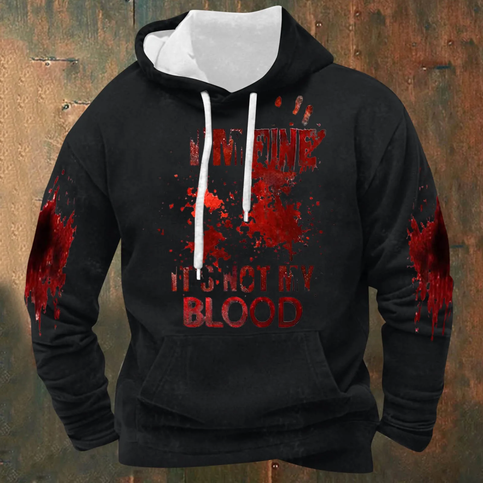 

Halloween Men Blood Printing Sweatshirts Long Sleeve Casual Hoodies Drawstring Oversized Hoodies Pullover Sweatshirts For Men