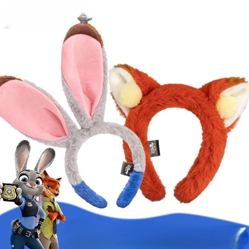 عصابة رأس ديزني Zootopia Judy Nick لطيف الكرتون القطيفة امتصاص الماء الترفيه التقاط صور إكسسوارات الشعر هدية