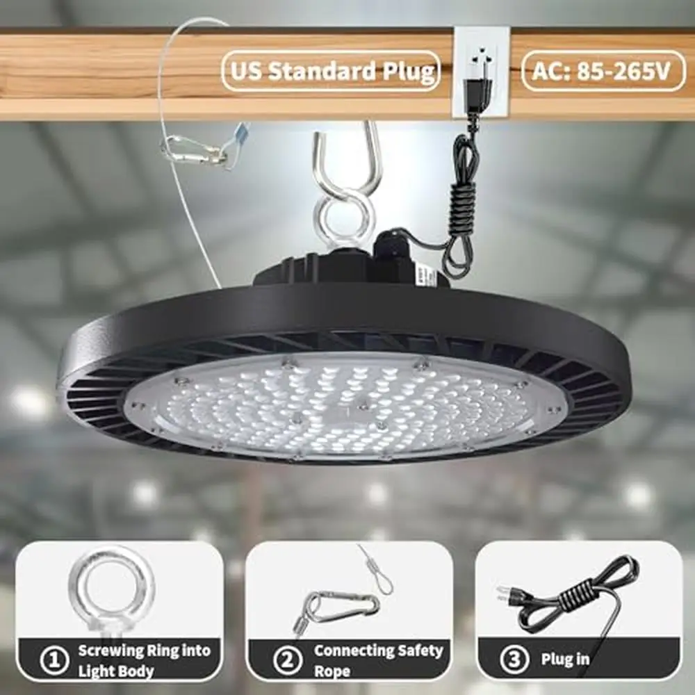 High Bay LED Light 200W 22000LM UFO 6500K Shop Warehouse Workshop Light Fixture