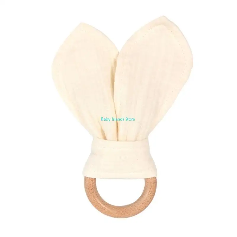 K92D لعبة التسنين للأطفال الكرتون الأرنب الأذن الخشب عضاضة لتقوم بها بنفسك أداة المضغ