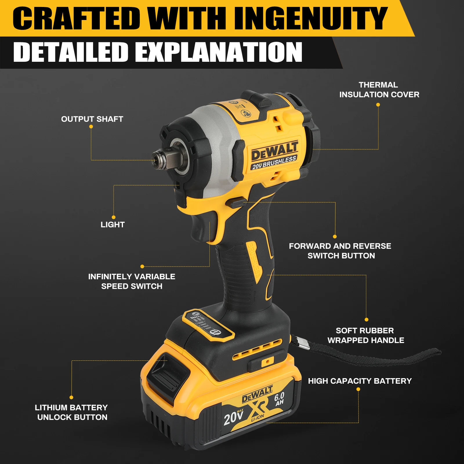 DEWALT DCF850 20V Lithium - Ion Brushless Impact Driver - High Torque Electric Screwdriver, Professional Power Tool