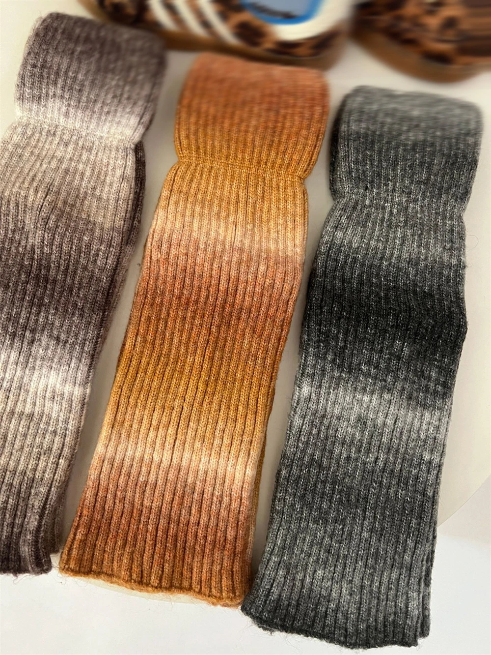 Autumn Winter New Trendy Gradient Contrast Color Warmth Foot Covers Soft Wool Leggings All-match Piles Socks Women's Leg Warmers