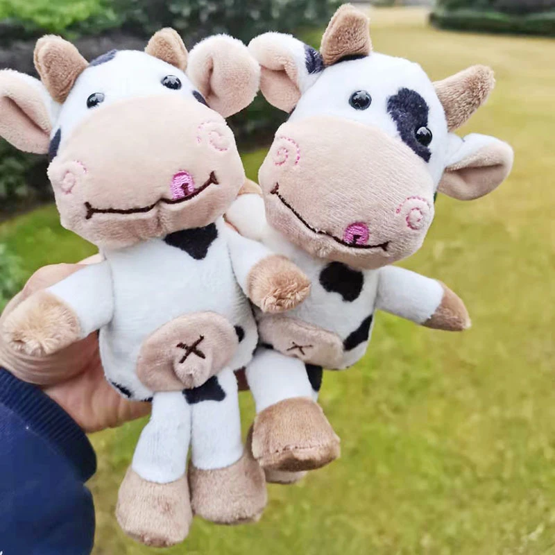 1PCS New Soft Cow Dolls Plush Toy Women Bag Animal Keychain Cute Pendant Decoration Key