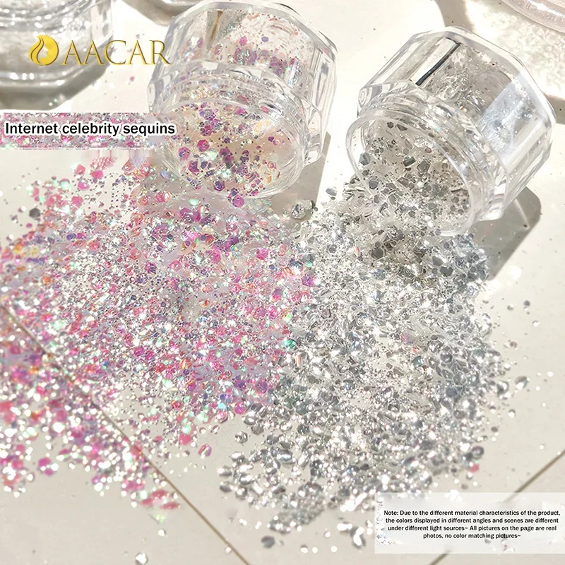 Mermaid Sparkle Ultra-Thin Laser Flakes Nail Art Glitter Holographic Sequins Irregular Loose Nail Dust Accessories 1 Jar