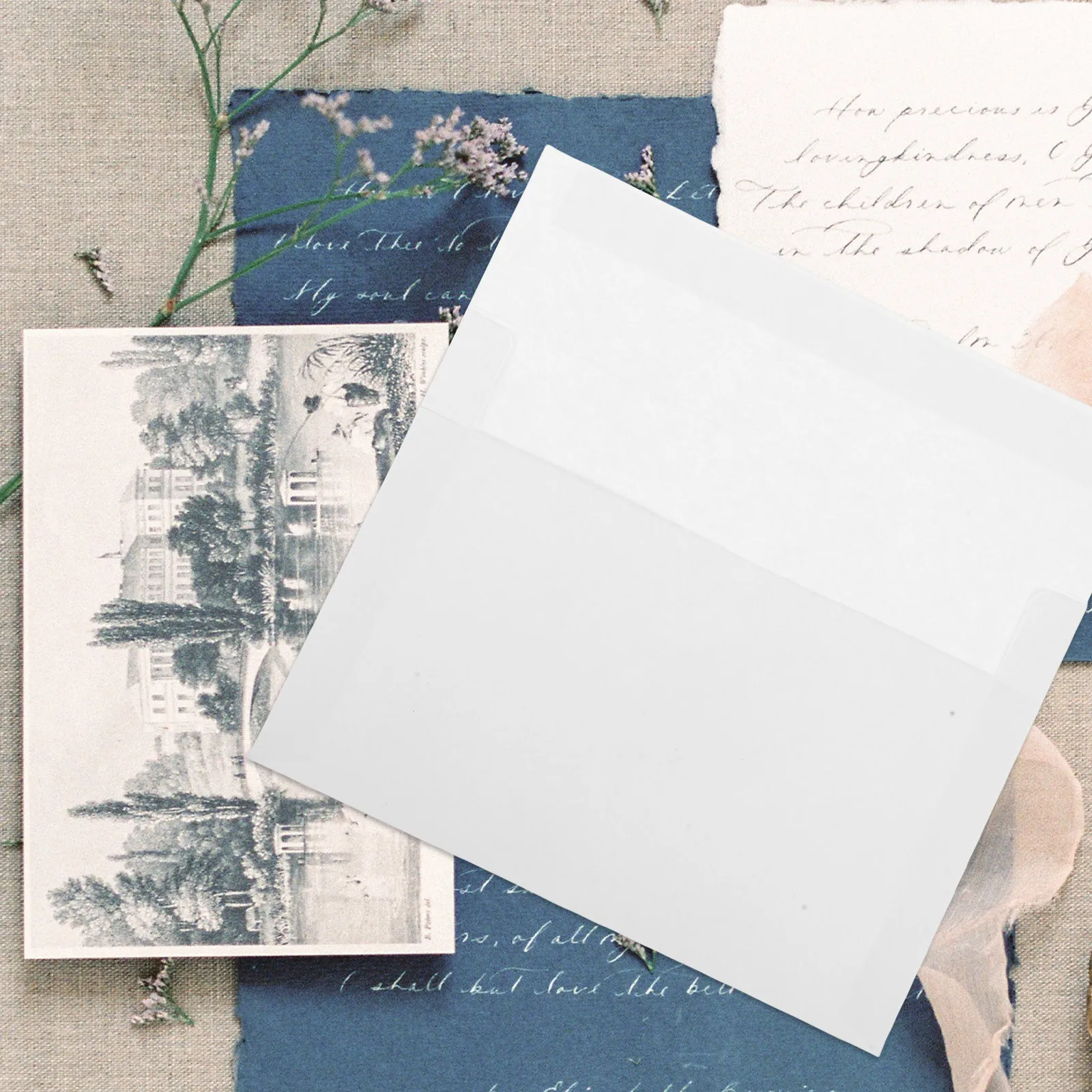 

50Pcs Blank White Envelopes Thick Paper Self Adhesive Self Seal Envelopes for Wedding Invitations Holiday Cards Mailing Letters