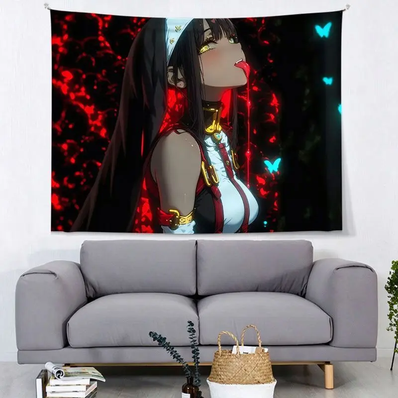 VIKAMA Red Anime Girl Spider Lily Flower Decorative Wall Tapestry Home Art Room Decor Bedroom Dorm Cool Dark Vibe Soft Durable