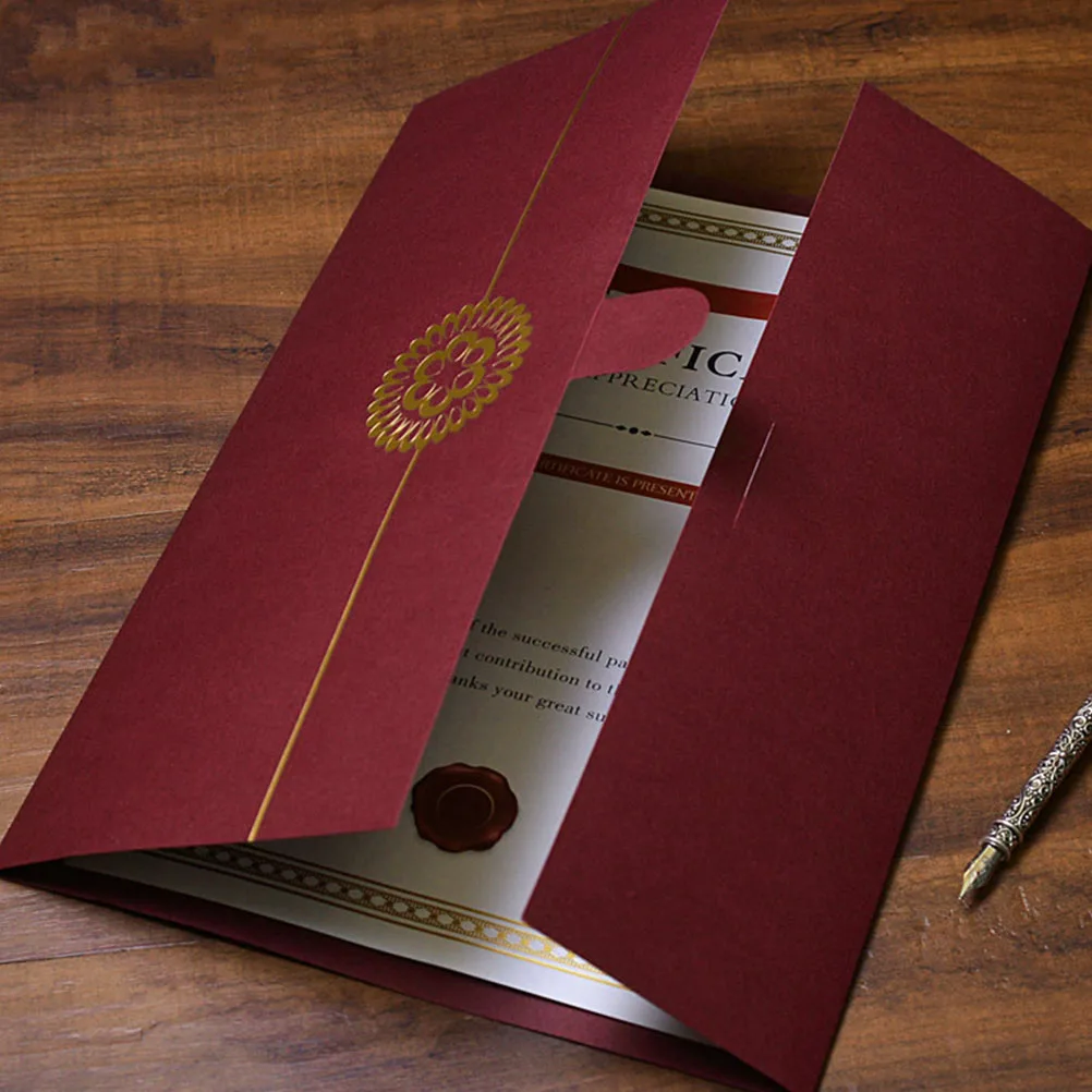 

3Pcs Gold Stamping Certificate Covers Paper Holders Document Protectors Diploma Frames Graduation Display