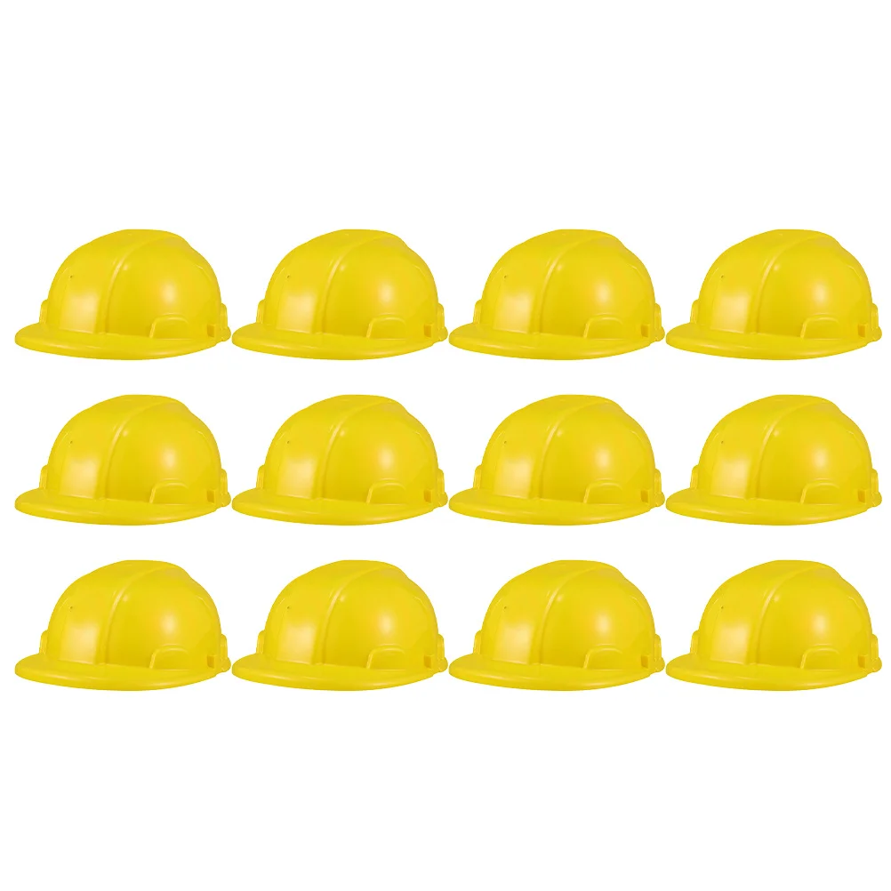12Pcs Construction Safety Helmets Kids Bright Colored Hard Hats Role Play Party Supplies Building Dress Up Caps