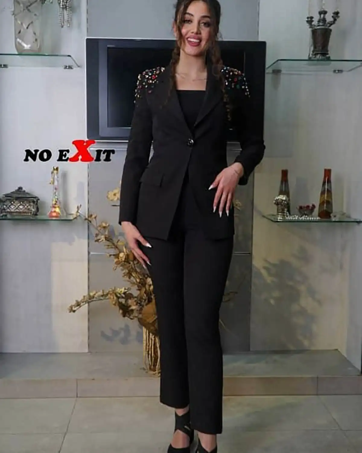 Colorful Beads Women Pant Suit Sets Slim Fit Blazer Top Sets Ladies Party Evening Prom Wear Fashion 2 Pieces Custom Made Outfits