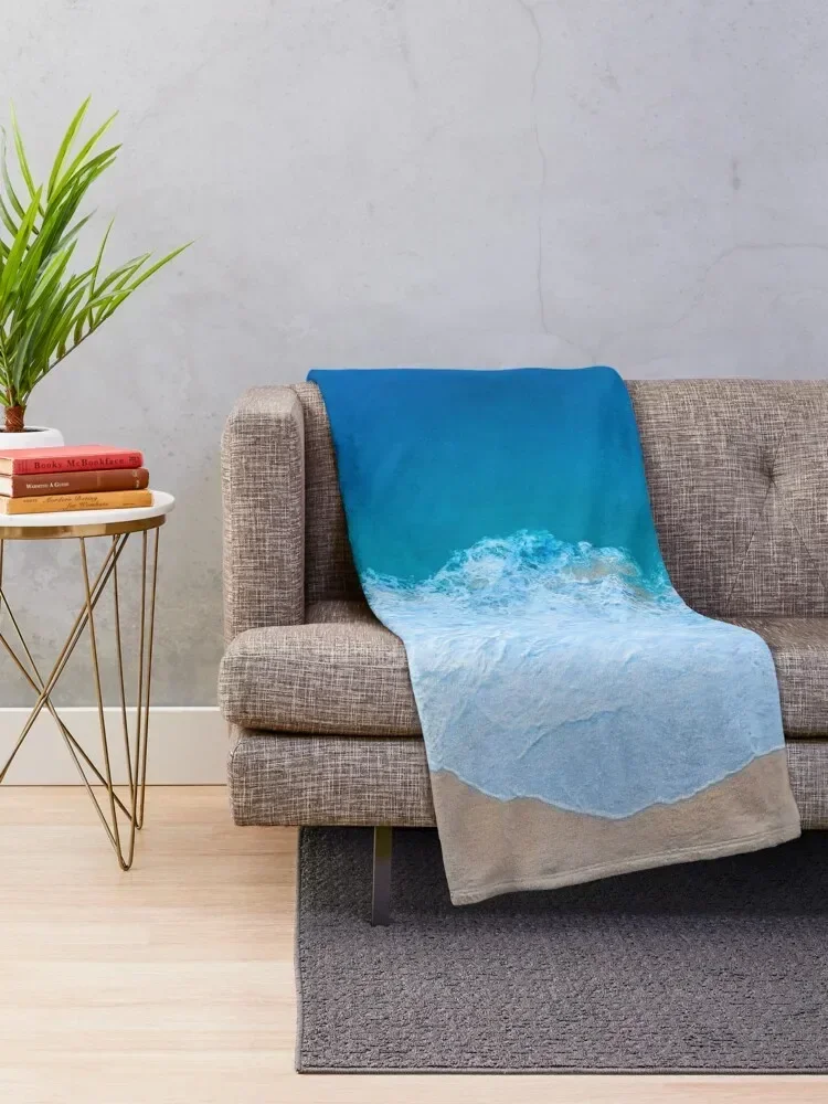 Seaside and wave #7. Sea foam. Aerial view Throw Blanket Decorative Throw Furrys Blankets