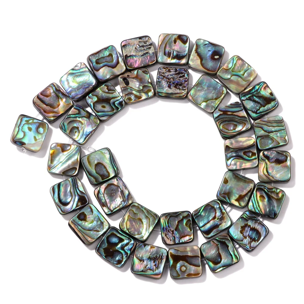 12mm Fashion Colorful Abalone Shell Beads Square Natural Shell Loose Beads Used for DIY Jewelry Making Necklace Bracelets