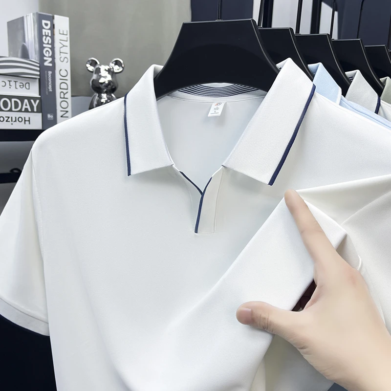 Herren Kurzarm Poloshirts Klassische Passform Lässige T-Shirts mit Kragen Weiche Bequeme Modische Oberteile für Männer Geeignet für Golf und Business – Detail 4