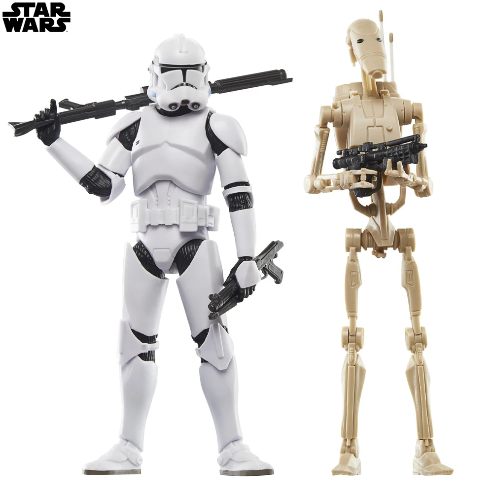 Star Wars The Black Series Phase Ii Clone Trooper & Battle Droid, The Clone Wars Troop Building 6 Inch Action Figure 2-Pack