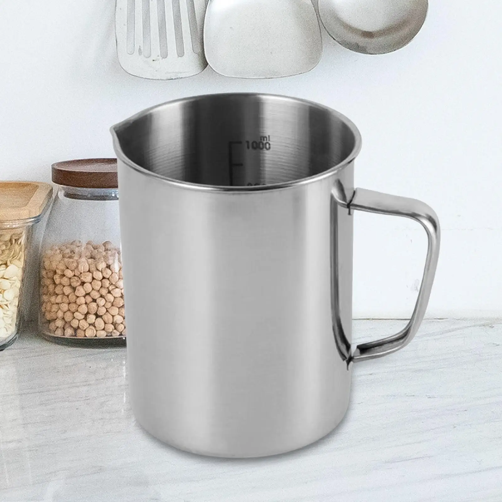 

Stainless Steel Measuring Cup,Container,34oz /1000ml,Large Capacity,Milk Frothing Pitcher Jug for Espresso Latte Art Baking